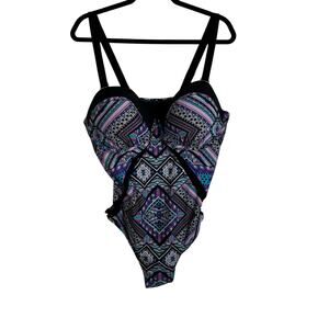 Swimsuits For All One Piece Abstract Swimsuit Bathing Suit Size 22 Purple Modest